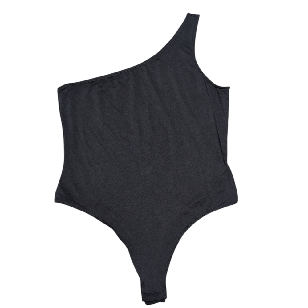 Shein Curve Black One Shoulder Thong Bodysuit Women's‎ Size 2XL